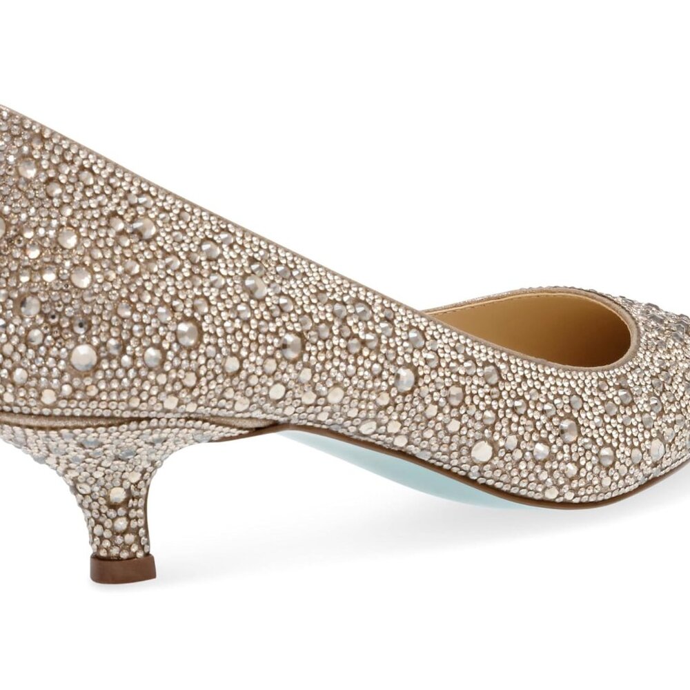 NWB Betsey Johnson Scout Rhinestone Pumps, Light Gold - Picture 6 of 9